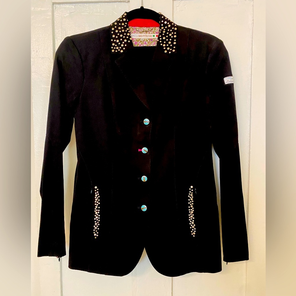 Animo Navy coat with sparkle detail. Size 44 Italian.